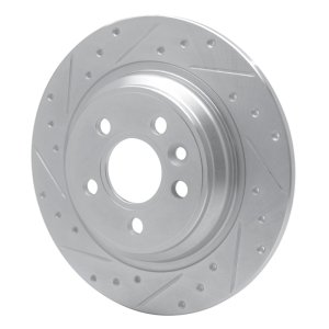 Volvo V60 Cross Country Brake Rotor (1) - Rear Left - R1 Concepts - Drilled & Slotted - Silver - `07-`18